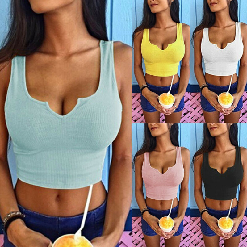 Women Casual Solid Tank Tops Vest Blouse Sexy Sleeveless Crop Top Shirt Sexy Top