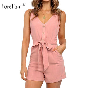 Forefair Summer Waist Tied Shorts Jumpsuit Women Sexy Rompers Off Shoulder Casual Plus Size Tunic Slim Elegant Women Jumpsuit