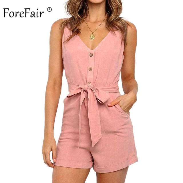 Forefair Summer Waist Tied Shorts Jumpsuit Women Sexy Rompers Off Shoulder Casual Plus Size Tunic Slim Elegant Women Jumpsuit