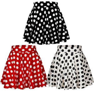 New Women Ladies Fashion Casual Summer Polka Dot Skirt Elastic High Waist Beach Party Short Skirt S To XL