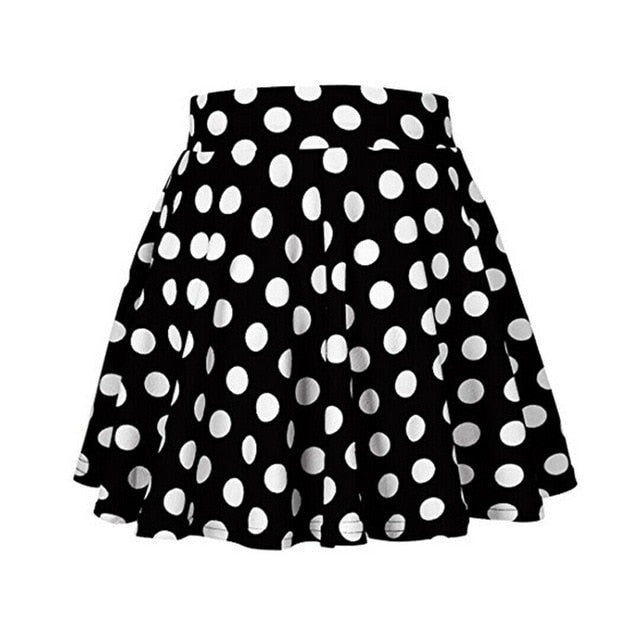 New Women Ladies Fashion Casual Summer Polka Dot Skirt Elastic High Waist Beach Party Short Skirt S To XL