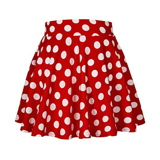 New Women Ladies Fashion Casual Summer Polka Dot Skirt Elastic High Waist Beach Party Short Skirt S To XL