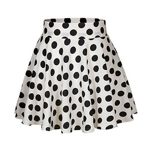 New Women Ladies Fashion Casual Summer Polka Dot Skirt Elastic High Waist Beach Party Short Skirt S To XL