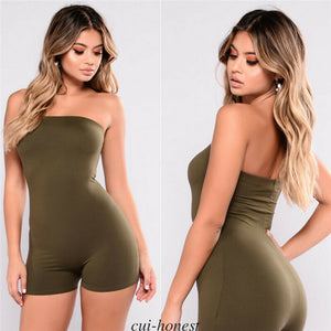 Short Rompers women Leotard Sleeveless slim Top Women Stretch Bodycon playsuit Bodysuit overalls summer rompers